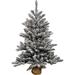 Flocked Anoka Pine Artificial Christmas Tree Warm White LED Lights - Snow Covered Faux Tree - Seasonal Potted Indoor Home Decor