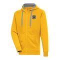 Men's Antigua Gold Boston Bruins Metallic Logo Victory Full-Zip Hoodie