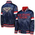 Youth Starter Navy New Orleans Pelicans Home Game Varsity Satin Full-Snap Jacket