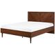 Modern Minimalist eu Double Size Bed 4ft6 Dark Wood Mialet - Dark Wood