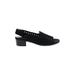 Munro American Flats: Slip-on Chunky Heel Bohemian Black Solid Shoes - Women's Size 9 1/2 - Open Toe