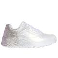 Skechers Girl's Uno Lite - Metallic Shimmers Sneaker | Size 4.0 | White | Synthetic
