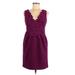 Casual Dress - Sheath V-Neck Sleeveless: Purple Solid Dresses - Women's Size Large