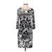 Neiman Marcus Casual Dress - Sheath Keyhole 3/4 sleeves: Gray Print Dresses - Women's Size Medium