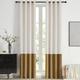 BULBUL Color Block Window Curtains Panels 108 inches Long Cream Ivory Gold Velvet Farmhouse Drapes for Bedroom Living Room Darkening Treatment with Grommet Set of 2