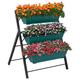 Woodside Drayton Metal Garden Planter Stand, Outdoor Plant Display Shelves, Flower Shelf Ladder - 3 Tier