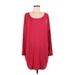 Piko 1988 Casual Dress - Mini Scoop Neck Long sleeves: Red Print Dresses - Women's Size Medium