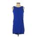 Madewell Casual Dress - Shift High Neck Sleeveless: Blue Solid Dresses - Women's Size 2X-Small