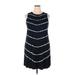 Thread & Supply Casual Dress - Shift Crew Neck Sleeveless: Blue Print Dresses - Women's Size 2X-Large