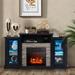 Red Barrel Studio® 59" W Storage Credenza w/ Electric Fireplace Included Wood in Black | 32.5 H x 59 W x 13 D in | Wayfair
