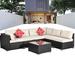 7-Piece Hand-Woven Rattan Patio Set for 4-6, Complete with Thick Cushions & Tempered Glass Table
