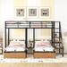 Triple Bunk Bed Metal Frame Full over Twin-Twin Bunk Bed with Drawers and Staircase No Box Spring Needed for Girls, Boys