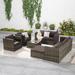 6 Piece Outdoor Modular Wicker Sectional Sofa Set, Garden Rattan Furniture Set with Waterproof Cushions
