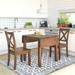 3-Piece Wood Drop Leaf Dining Table Set with 2 X-Back Chairs, Space-Saving Breakfast Nook Dining Set, Brown