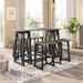 Rustic 5-Piece Counter Height Dining Table Set w/4 Stools & Footrests, Wood Console Table Set w/4 Stools for Small Places, Grey
