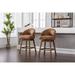 Vintage Counter Height Bar Chairs Set of 2, PU Leather Back Swivel Bar Stools with Solid ​Wood Footrest for Kitchen Island