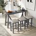 Dining Table Set for 3, Multipurpose Home Kitchen Dining Bar Table Set with 3 Upholstered Stools, 4 Piece Dining Sets, Gray