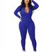 BELLZELY Women s Tops Long Sleeve for Winter Clearance Women s Ribbed Jumpsuits Ribbed Workout Rompers Long Sleeve Exercise Zipper Jumpsuit