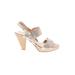 CL by Laundry Heels: Slingback Chunky Heel Glamorous Ivory Shoes - Women's Size 8 1/2 - Open Toe