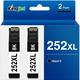 252XL Ink Cartridge for Epson 252 XL 252XL Black Ink Cartridges for Epson Workforce WF-7110 WF-7710 WF-7720 WF-3620 WF-3640 Printer (2 Black)