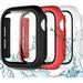 Waterproof Case Compatible with Apple Watch 42mm Series 3 2 1 with Tempered Film Screen Protector 3 Pack Full Protective Hard PC Scratch Resistant Face Cover Black/Red/White 42mm