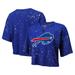 Women's Majestic Threads Royal Buffalo Bills Bleach Splatter Notch Neck Crop T-Shirt
