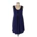 Design History Casual Dress - A-Line Scoop Neck Sleeveless: Blue Solid Dresses - Women's Size Large