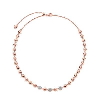 Rose Gold Nura Teardrop Mix Link Cocktail Necklace Diamond