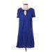 Old Navy Casual Dress - A-Line Keyhole Short sleeves: Blue Print Dresses - Women's Size Medium