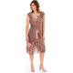 Brands - Klass Feather Print Pleated Dress Black/Pinks Women's