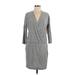 Lou & Grey Casual Dress - DropWaist V Neck 3/4 sleeves: Gray Marled Dresses - Women's Size Medium