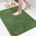 COSY HOMEER Microfiber Bath Mat for Bathroom 60 x 90cm, Super Soft and Absorbent Bathroom Mat, Extra Thick Bath Mat Non-Slip, Machine Washable Bathroom Floor Mats, 100% Polyester, Green