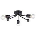 National Lighting Semi Flush Ceiling Light – Sputnik Style Black Chandelier Light – Dimmable 3 Lamp Fixture with Cone Lampshade – Flush Mount Light Fixtures for Living Room Kitchen Bedroom 10W E27