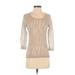 Catherine Malandrino Pullover Sweater: Tan Print Tops - Women's Size P