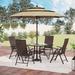 Lark Manor™ Argyri Mix & Match 5-piece Metal Pe Rattan Wicker Folding Outdoor Dining Set w/ Umbrella, Reclining Chairs Plastic in Brown | Wayfair