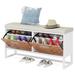 Latitude Run® Kimetra 12 Pair Shoe Storage Bench Wood/Metal/Manufactured Wood in Gray/White | 23.82 H x 39.37 W x 11.81 D in | Wayfair