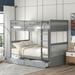 Twin-over-Twin Bunk Bed with Ladders and Two Storage Drawers, Headboard & Footboard, Full-Length Guardrail Top Bunk