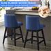 2 PCS Upholstered Swivel Bar Stools, Linen High Back Counter Stools with Ergonomic Design and Wood Frame