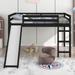 Kids Loft Bed with Slide, Full Size, Wood Low Loftbed Frame with Ladder and Underneath Spacious Space, for Boys Girls