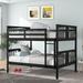 Full Over Full Size Wood Bunk Bed with High Length Guardrail and Ladder for Boys/Girls, Kids, Teens and Adults