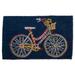 1'6"x2'6" Muliticolored Cruiser Bike with Basket Rectangle Indoor and Outdoor Coir Door Welcome Mat Blue