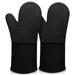 Extra Long Silicone Oven Mitts Sherry Durable Heat Resistant Oven Gloves with Quilted Liner Non-Slip Textured Grip Perfect for BBQ Baking Cooking and Grilling - 1 Pair 14.6 Inch Black