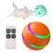 CNKOO Bite-resistant Cat and Dog Pet Toys Electric Smart Ball Bell Ball Pet Supplies for Cats and Dogs (1* Orange Remote Control Electric Ball + 1* Four-color Feather Green Bell Ball)