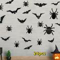 Halloween Decorations 2 Pcs Fall Maple Leaf Garland Fall Decor Fall Leaves Garland 5.9ft Strand Hanging Vine Black Garland with 24pcs Spider Bat Sticker 4 hooks for Party Home Fireplace Outdoor