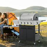 Propane Grill 4 Burner Barbecue Grill Stainless Steel Gas Grill with Side Burner and Thermometer for Outdoor BBQ Camping