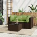 Dcenta 3 Piece Patio Set with Cushions Brown Poly Rattan