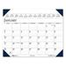 Executive Monthly Desk Pad Calendar 24 x 19 White/Blue Sheets Blue Corners 12-Month (Jan to Dec): 2024 | Bundle of 2 Each