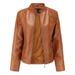 womens tops casual Women s Leather Standing Collar Slim Fitting Zipper Motorcycle Jacket Leather Jacket Long coats for women