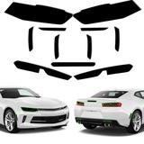 Precut Vinyl Overlay Tint Kit Film Fit for Chevy Camaro 2016-2018 Headlights Taillight with Gloss Dark Smoke Wrap Cover Vinyl Decals Exterior Accessories (Camaro 2016-2018 Full Overlay)