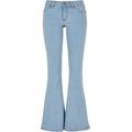 Bequeme Jeans URBAN CLASSICS "Damen Ladies Organic Low Waist Flared Denim" Gr. 32, Normalgrößen, grau (ighter washed) Damen Jeans